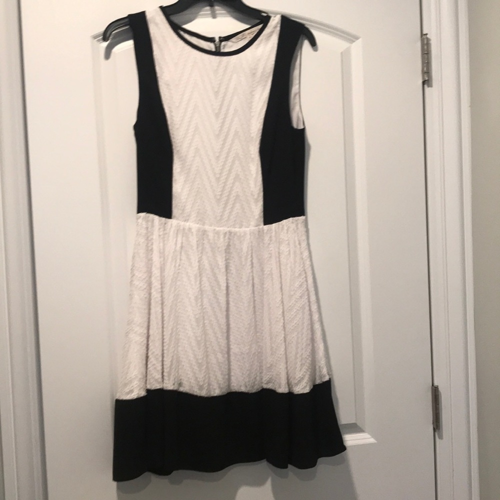 A-line black and white dress